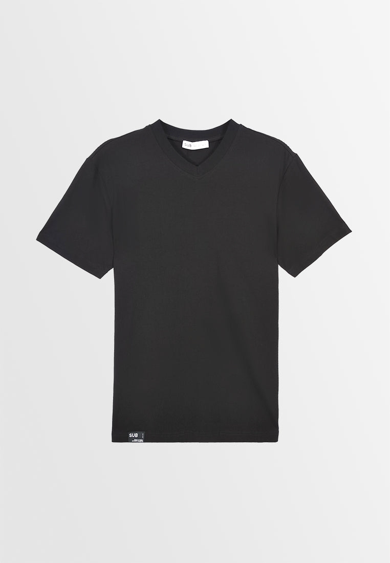 Men Short-Sleeve V-Neck Basic Tee - Black - 310023