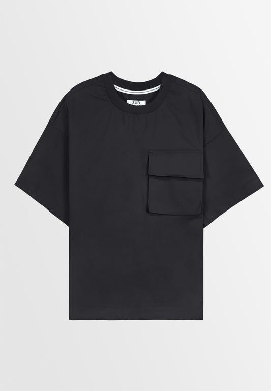 Men Oversized T-Shirt Short Sleeve - Black - 410084