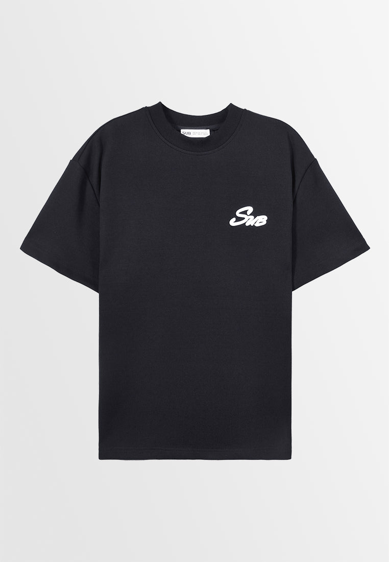 Men Oversized T-Shirt Short Sleeve - Black - 410039