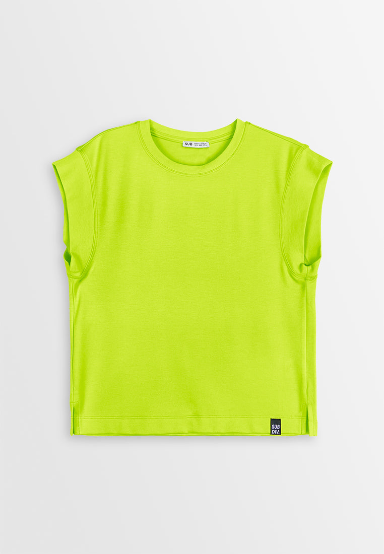 Women Sleeveless Fashion Tee - Light Green - 410337