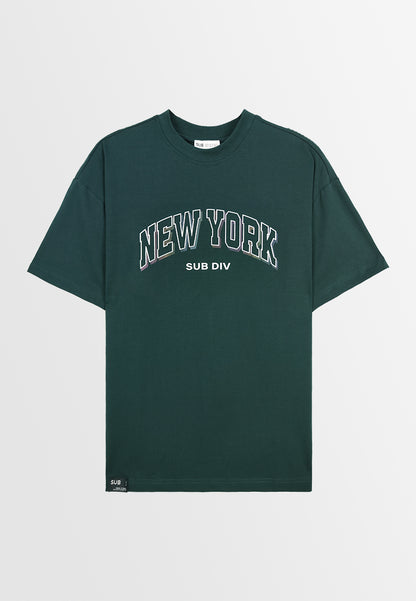 Men Oversized T-Shirt Short Sleeve - Dark Green - 310064