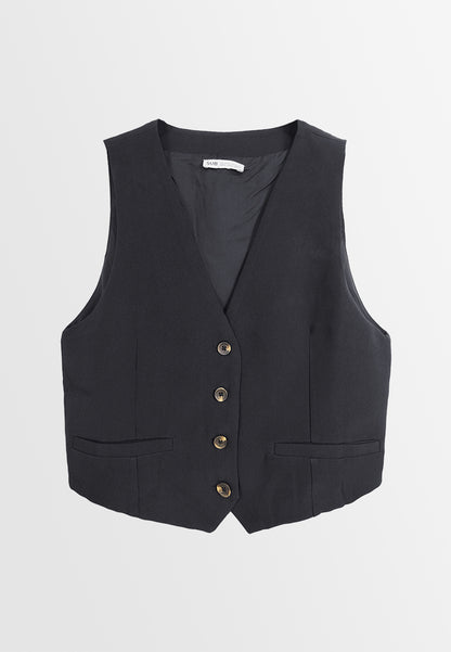 Women Plain Waistcoat - Black - M3W964