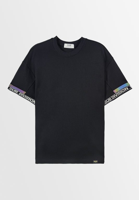 Men Oversized T-Shirt Short Sleeve - Black - 310010