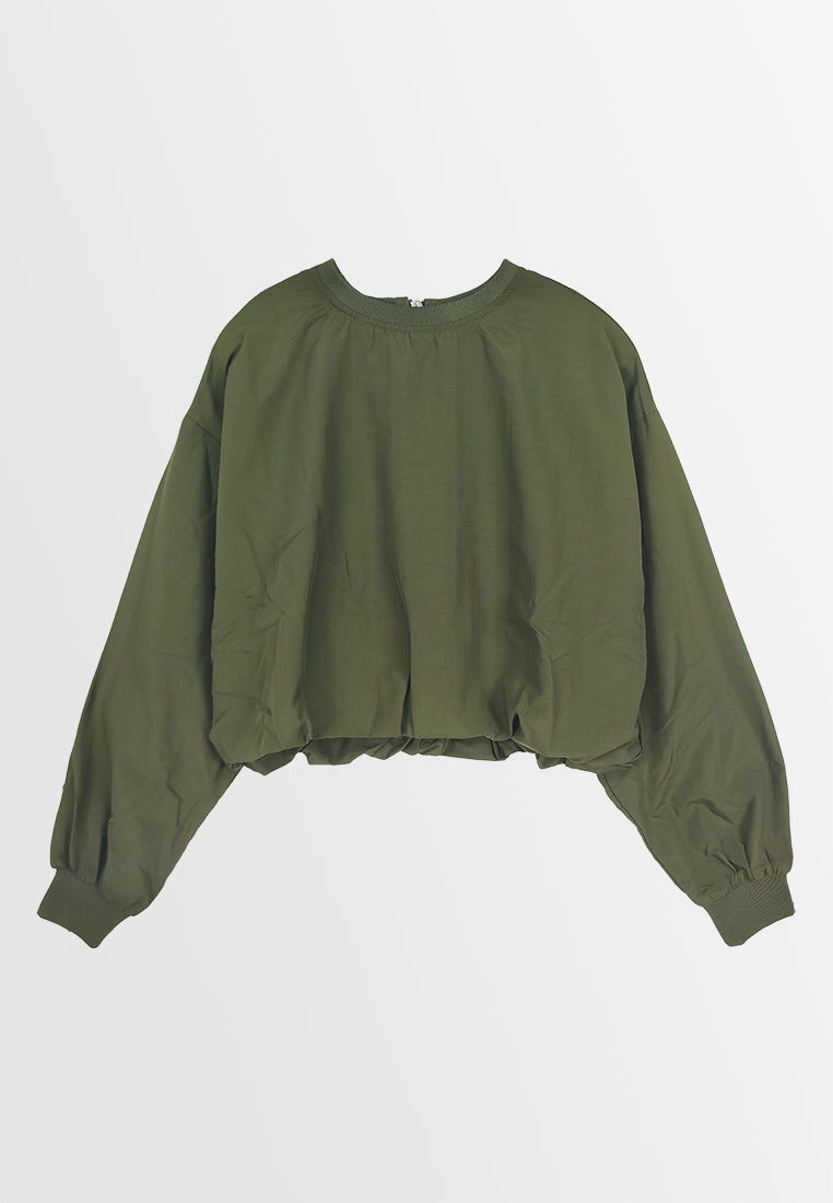 Women Long-Sleeve Blouse - Army Green - 310031