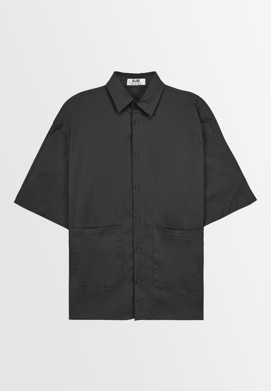 Men Oversized Short-Sleeve Shirt - Black - 310035