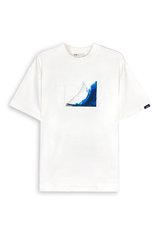 Men Oversized T-Shirt Short Sleeve - White - 410359