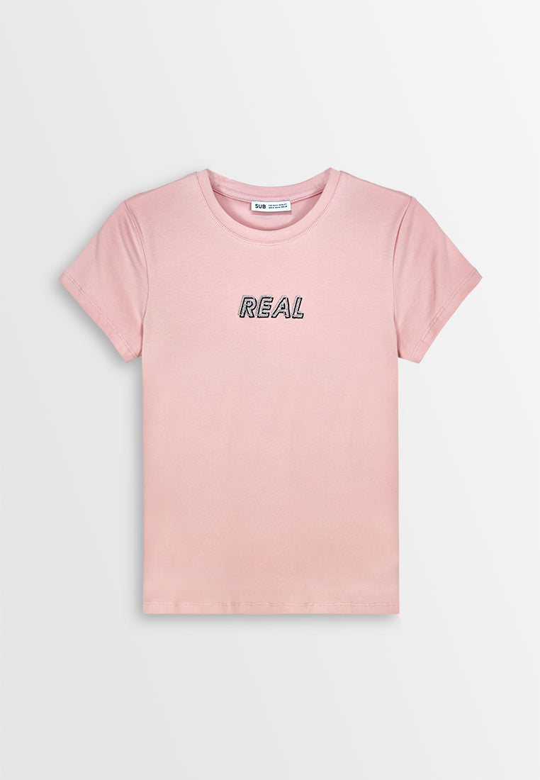 Women Short-Sleeve Graphic Tee - Pink - 410355