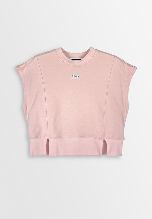 Women Oversized Sleeveless Sweatshirt - Pink - 410448