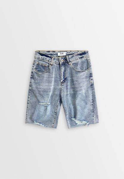 Men Ripped Short Jeans - Blue - 510054