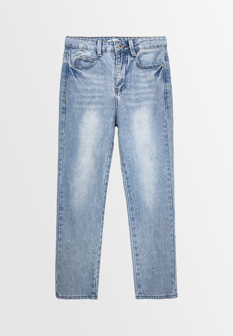 Women Straight Cut Long Jeans - Light Blue - 310238