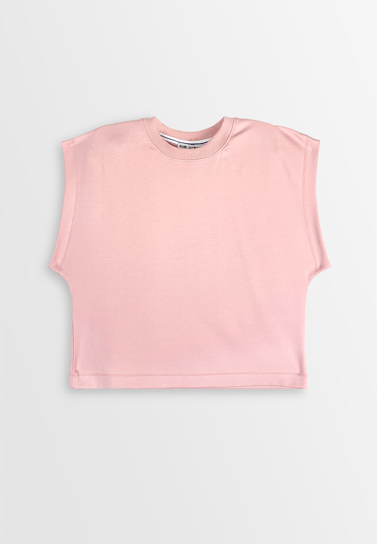 Women Sleeveless Fashion Tee - Pink - 410470