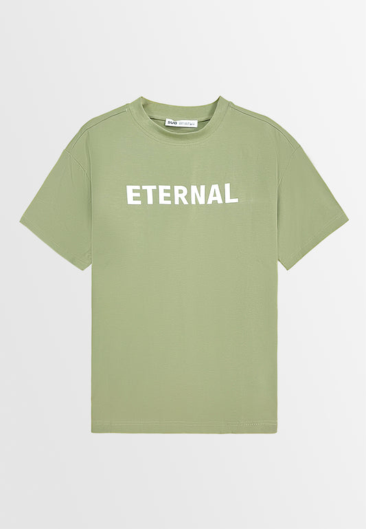 Men Oversized T-Shirt Short Sleeve - Green - 310099