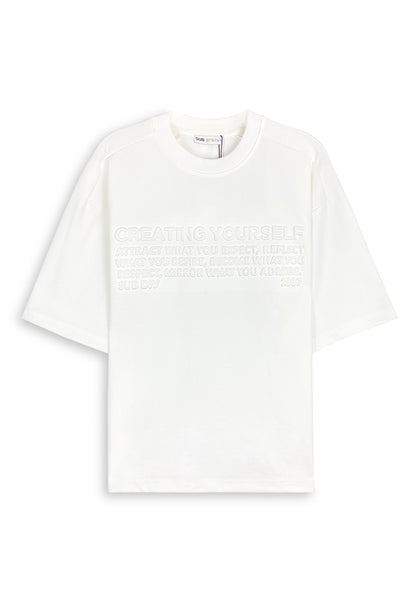 Men Oversized T-Shirt Short Sleeve - White - 410404