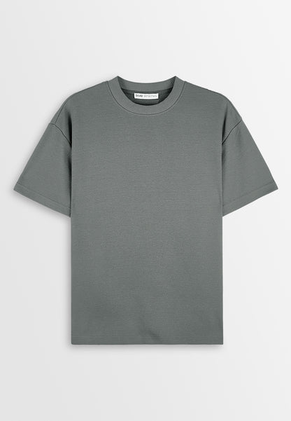 Men Oversized T-Shirt Short Sleeve - Grey - 410417