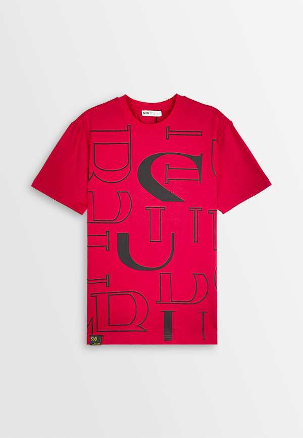 Men Short-Sleeve Graphic Tee - Red - 410401