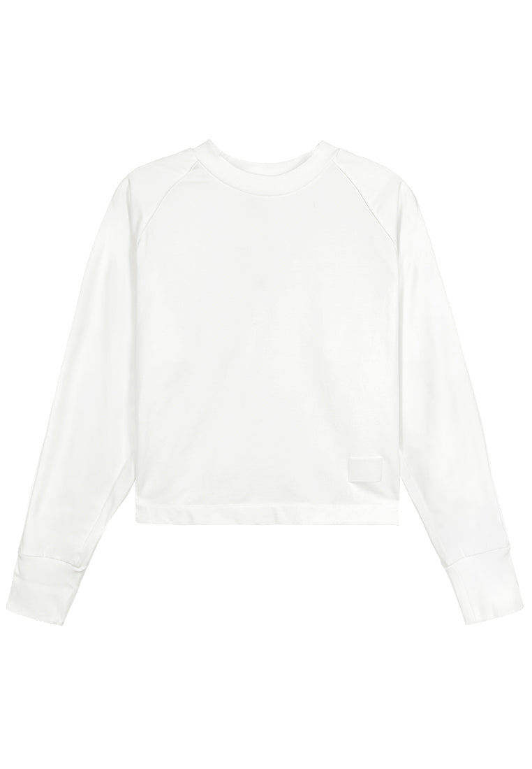 Women Oversized Long-Sleeve Sweatshirt - White - 410074