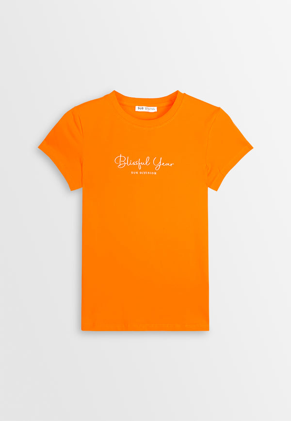 Women Short-Sleeve Graphic Tee - Orange - 410446