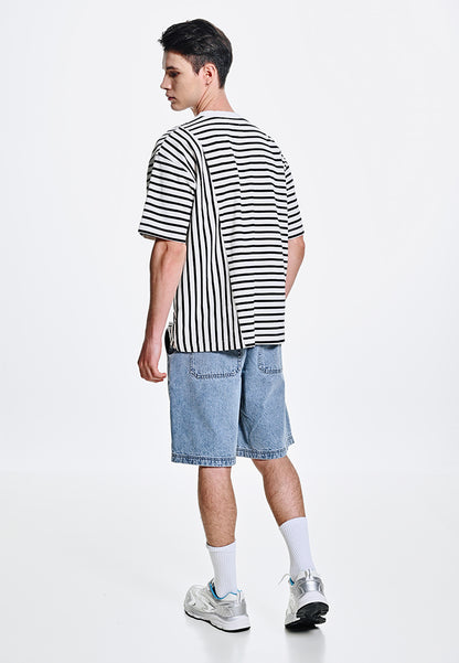 Men Oversized T-Shirt Short Sleeve - White - 310110