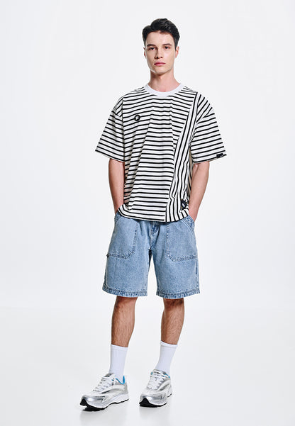 Men Oversized T-Shirt Short Sleeve - White - 310110