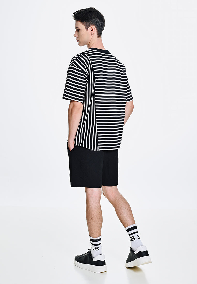 Men Oversized T-Shirt Short Sleeve - Black - 310111