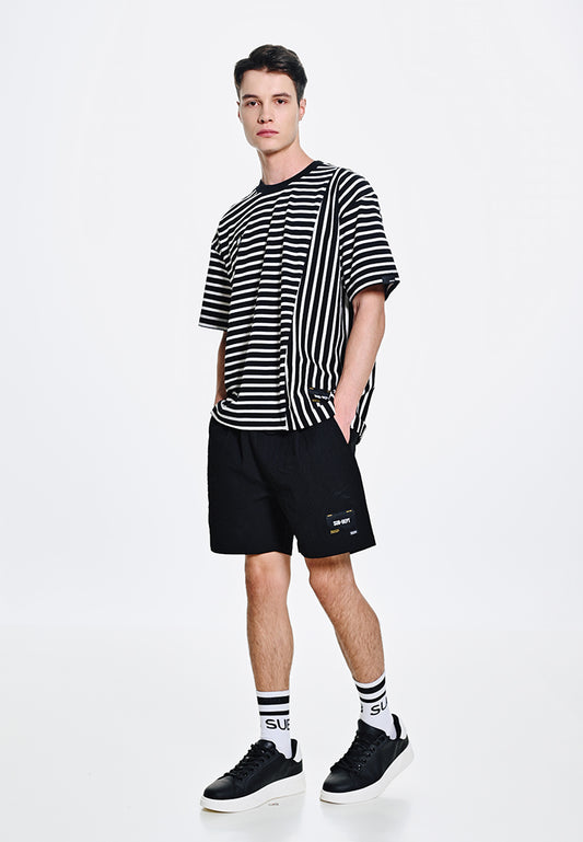 Men Oversized T-Shirt Short Sleeve - Black - 310111