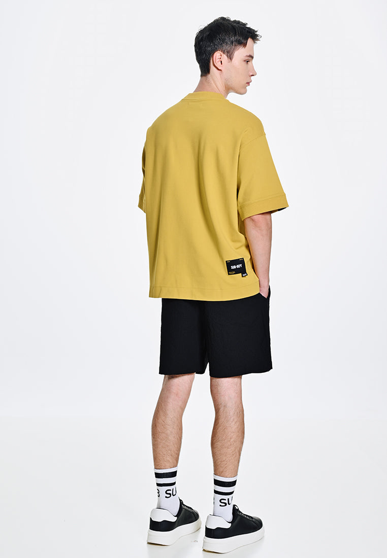 Men Oversized T-Shirt Short Sleeve - Yellow - 310112