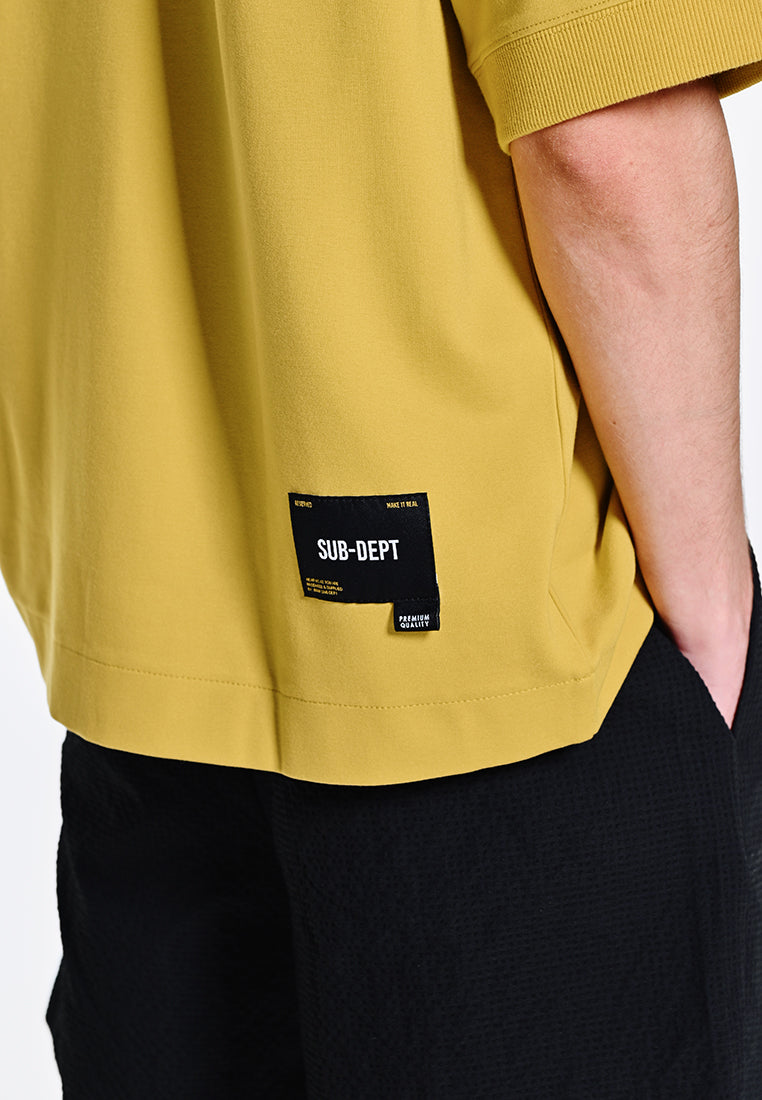 Men Oversized T-Shirt Short Sleeve - Yellow - 310112