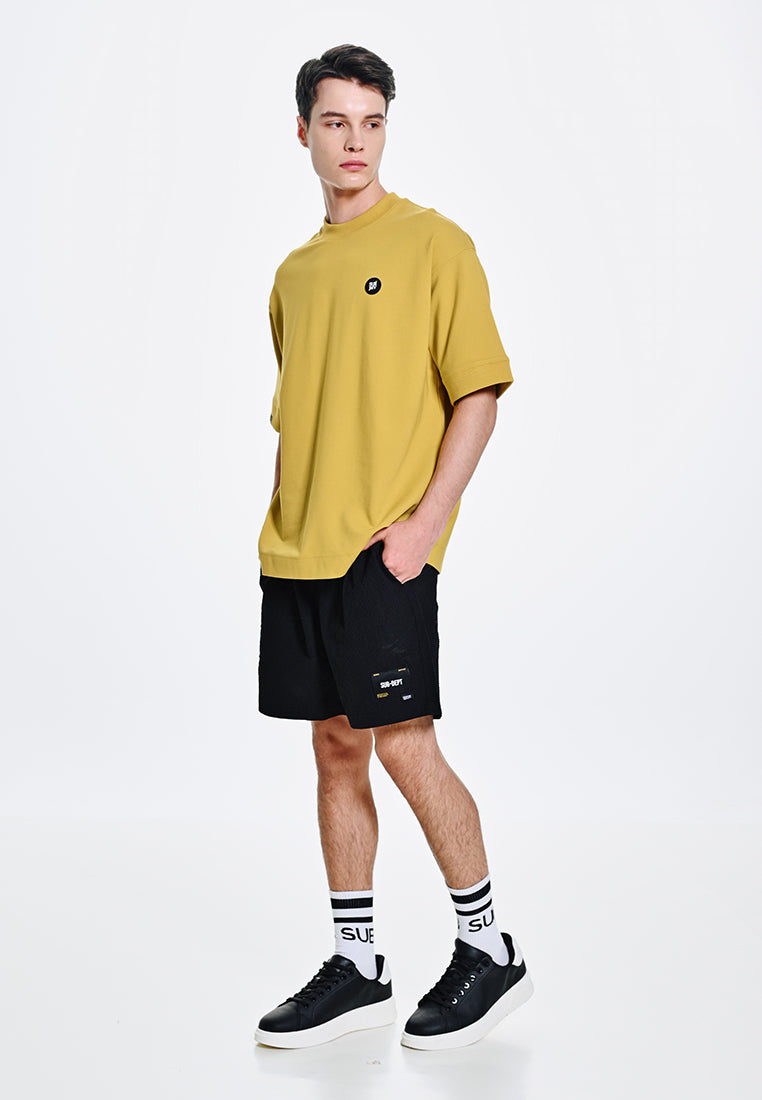 Men Oversized T-Shirt Short Sleeve - Yellow - 310112