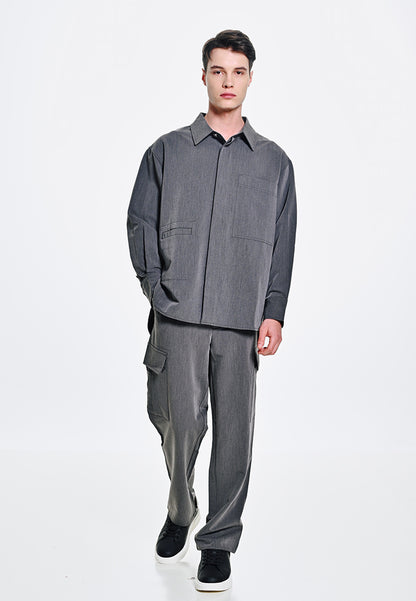 Men Oversized Jacket - Dark Grey - 310125