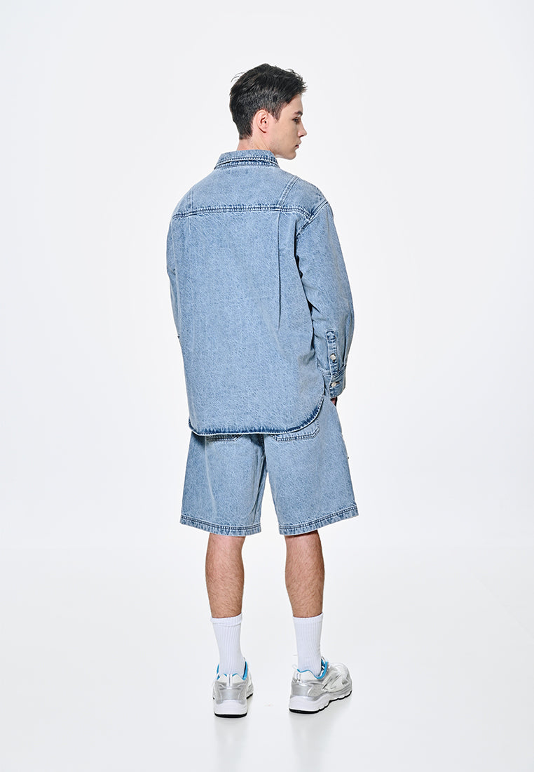 Men Oversized Denim Jacket - Blue - 310126