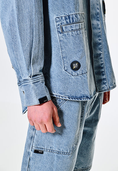 Men Oversized Denim Jacket - Blue - 310126