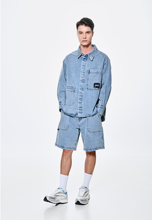 Men Oversized Denim Jacket - Blue - 310126