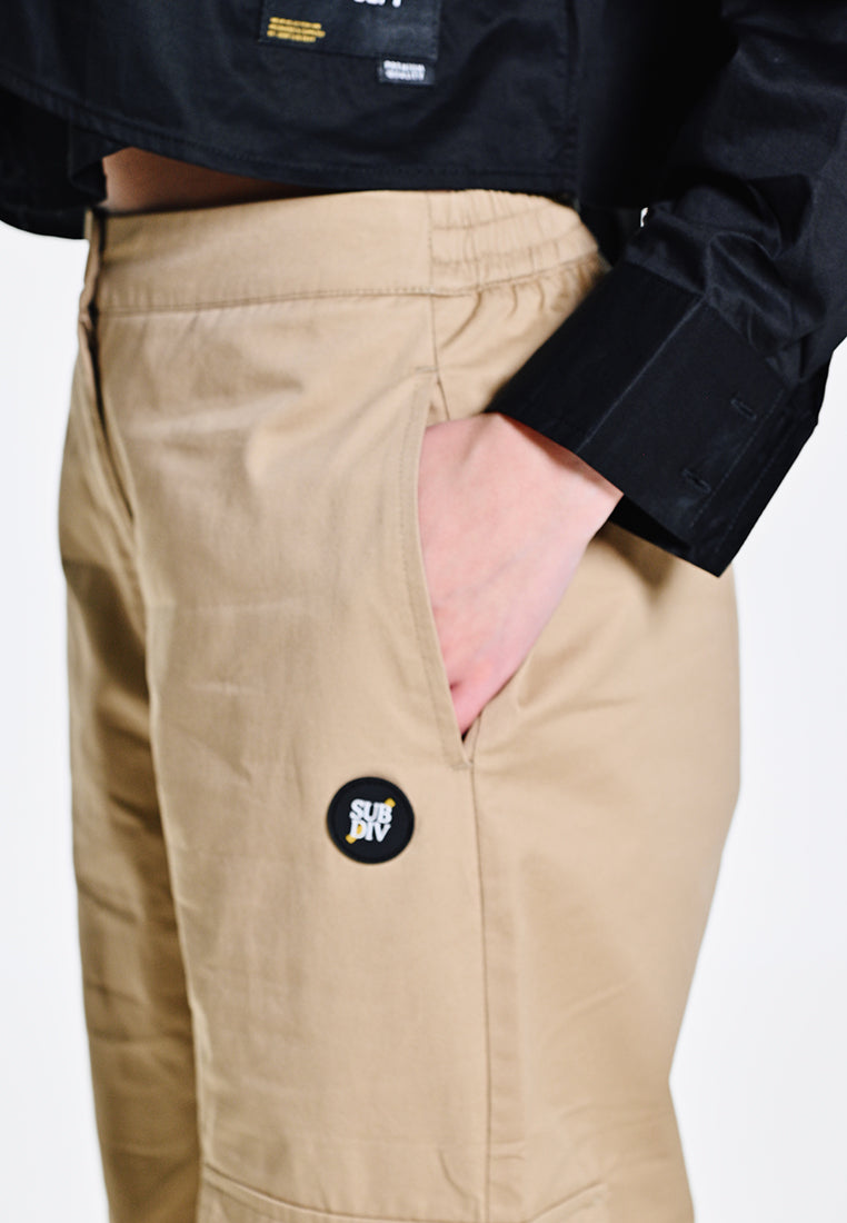 Women Straight Cut Long Pants - Khaki - 310132