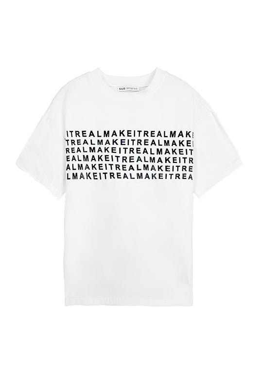 Men Oversized T-Shirt Short Sleeve - White - 310096