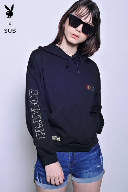 Playboy x SUB Women Long Sleeve Sweatshirt Hoodies - Black - H2W737