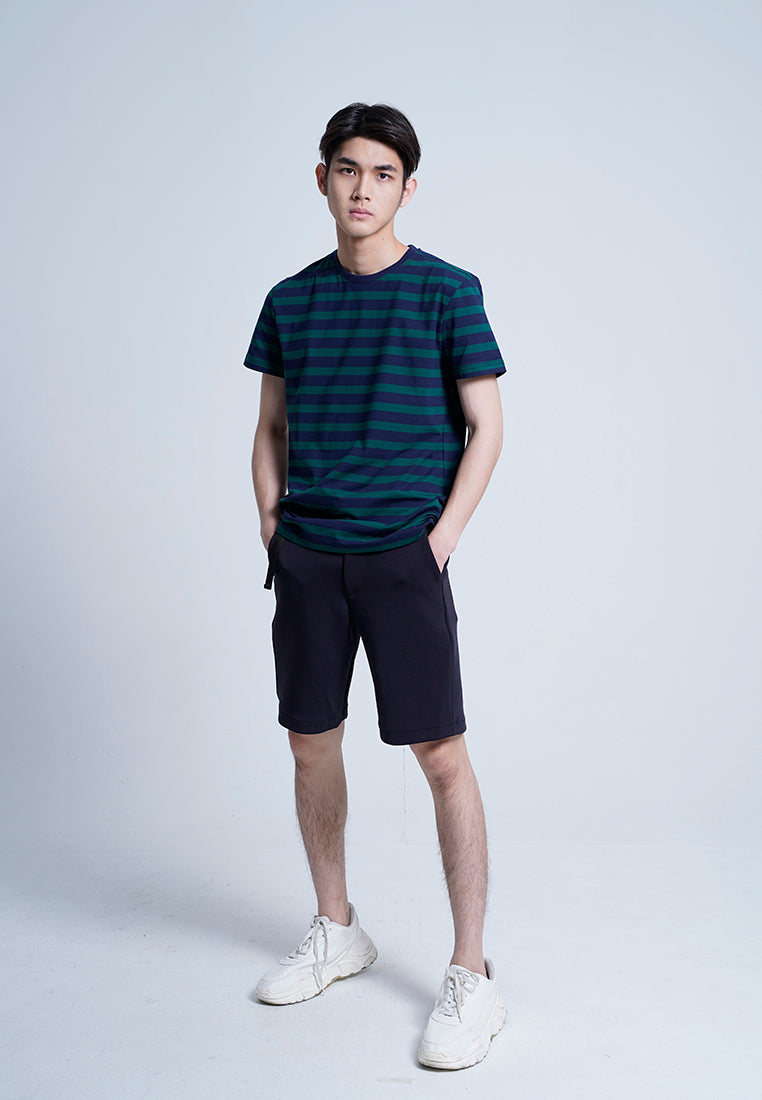 Men Short-Sleeve Striped Tee - GREEN- H0M707