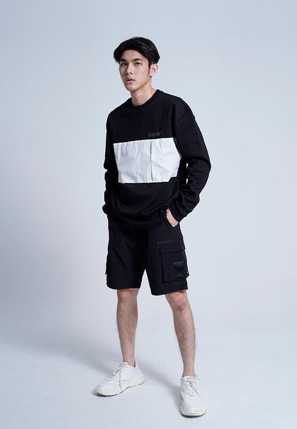 Men Oversized Color Block Sweatshirt - Black - H0M648