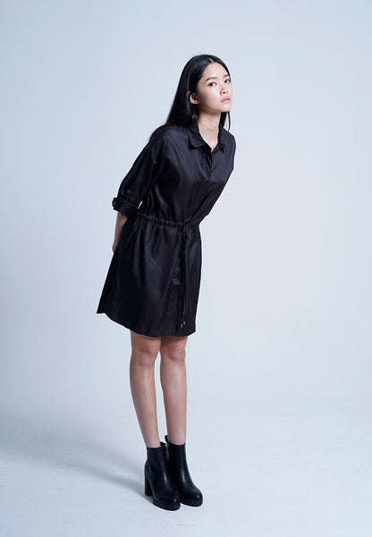 Women Long-Sleeve Dress - Black - H9W308