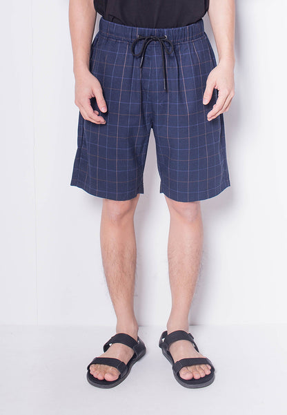 Men Checked Shorts - NAVY - H0M744