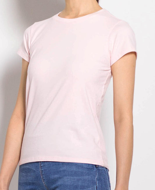 Women Short Sleeve Basic Tee - Light Pink - F0W711