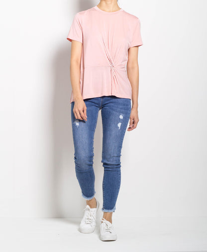 Women Short-Sleeve Basic Tee - Pink - F0W813