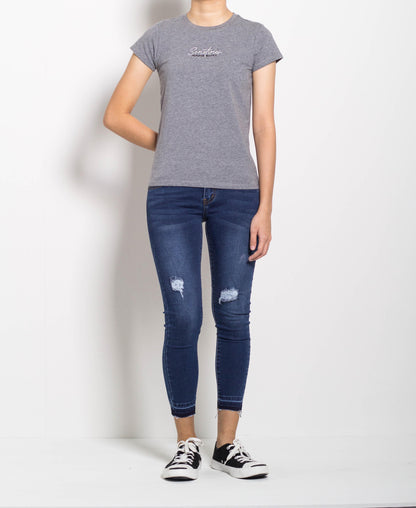 Women Short-Sleeve Graphic Tee - Grey - F0W698