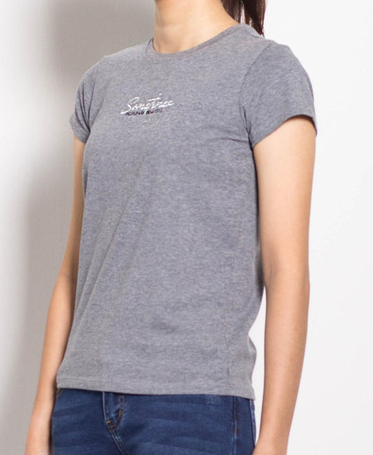 Women Short-Sleeve Graphic Tee - Grey - F0W698