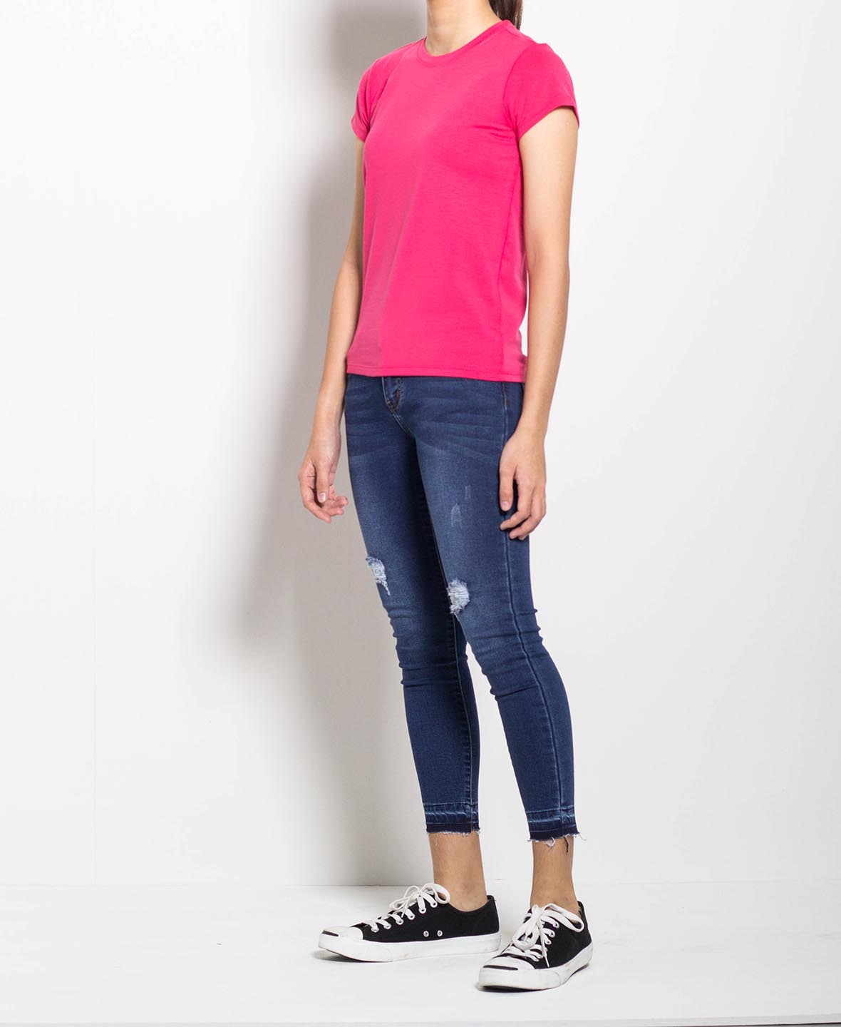 Women Short-Sleeve Basic Tee - Pink - F0W707