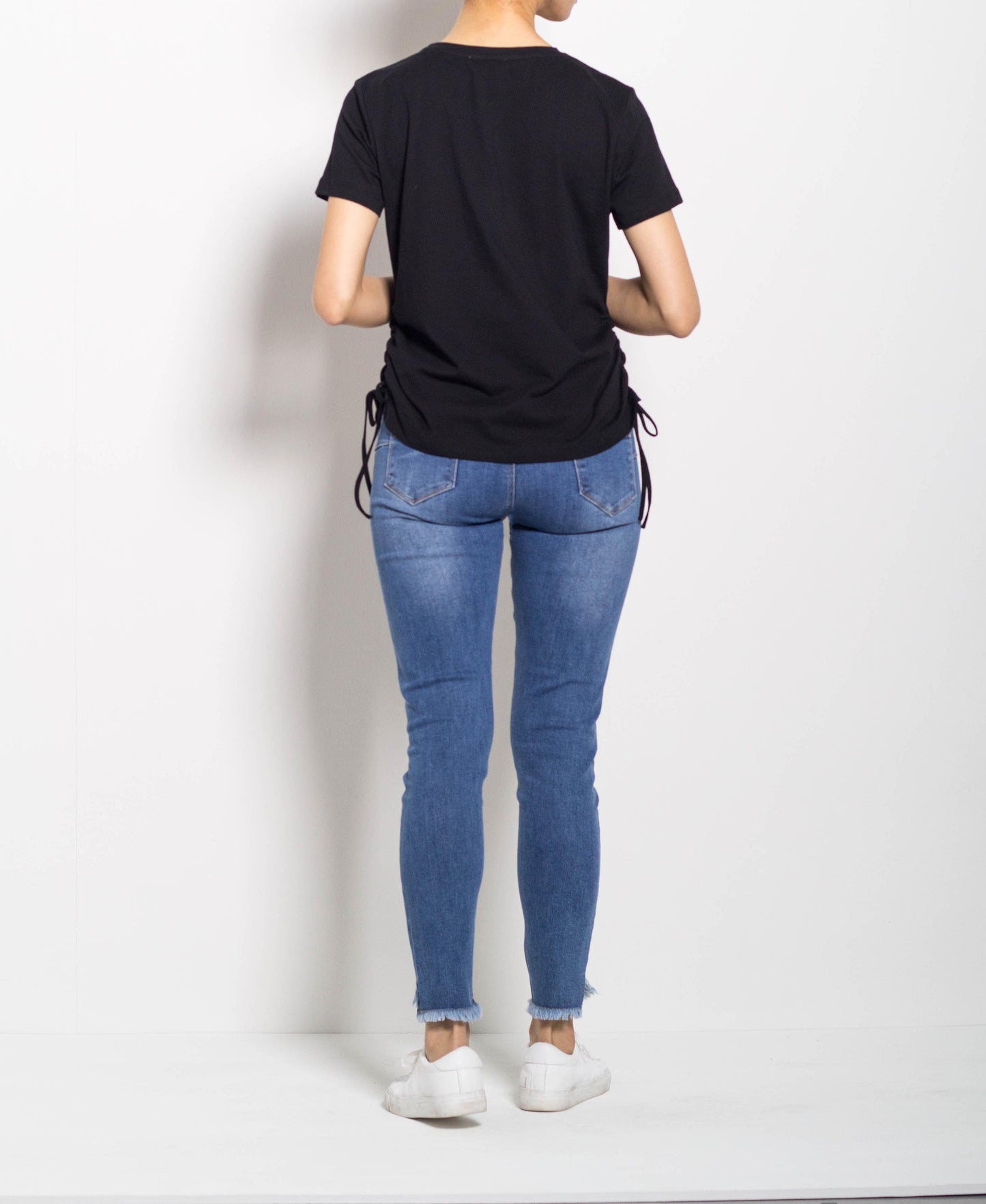 Women Short Sleeve Basic Tee - Black - F0W815