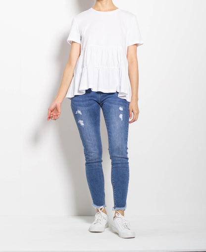 Women Short-Sleeve Basic Tee - White - F0W816