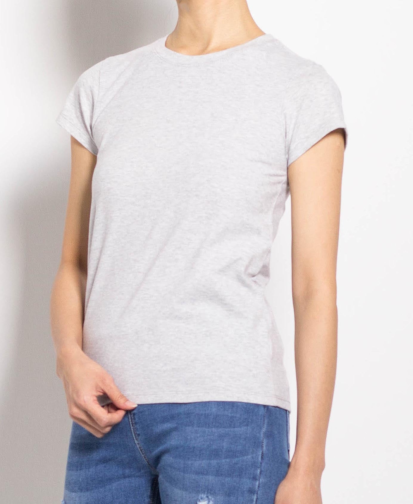 Women Short-Sleeve Basic Tee - Light Grey - F0W710