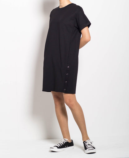 Women Shirt Sleeve Dress - Black - F0W819