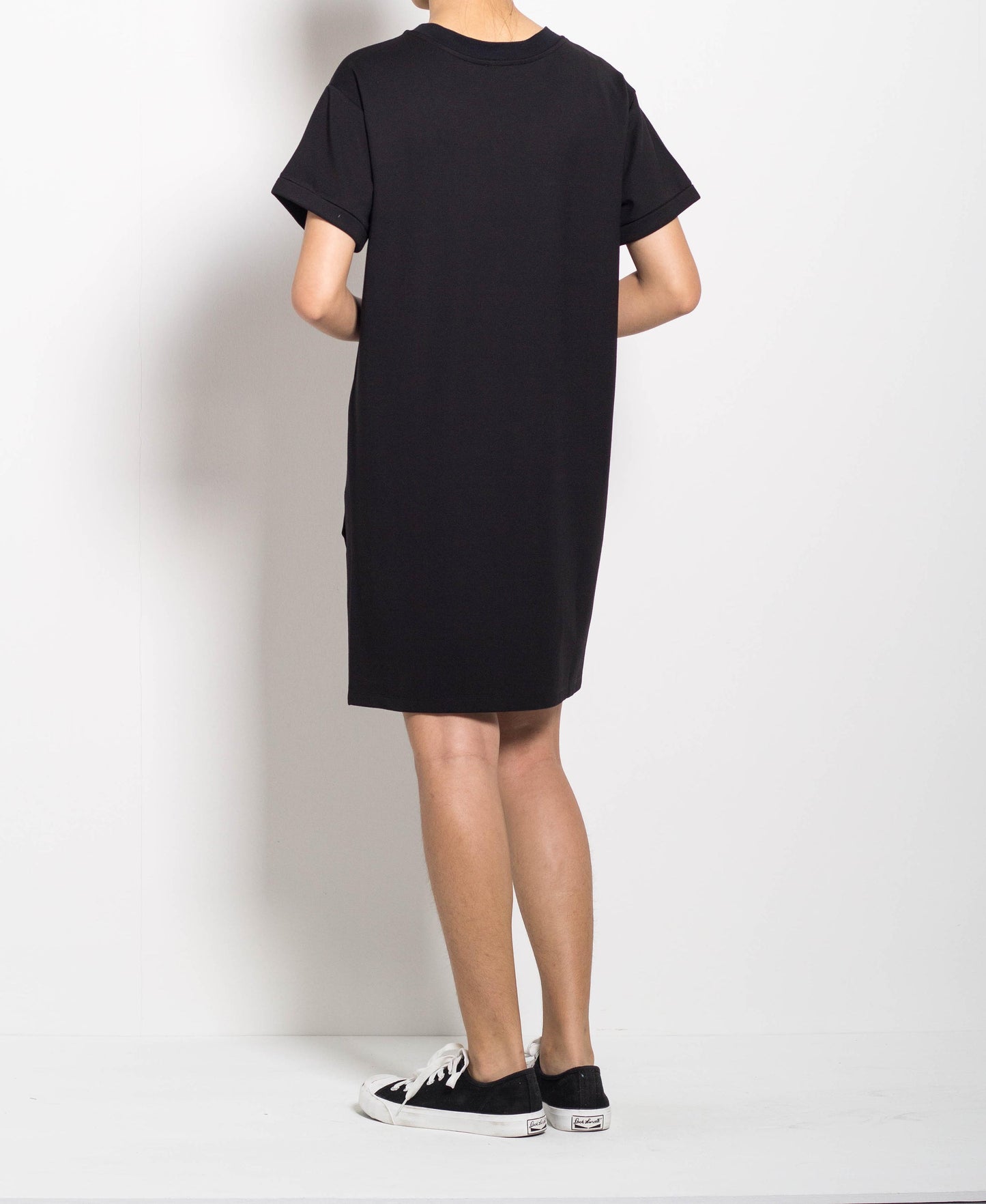 Women Shirt Sleeve Dress - Black - F0W819