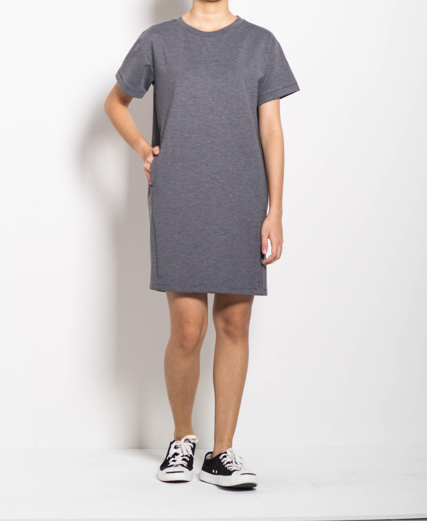 Women Short-Sleeve Dress - Dark Grey - F0W818